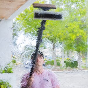 Noah Fay Washing Windows at an Orlando Business
