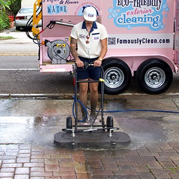 ClearlyFaymous.10.9.2023-3898 Power washing a driveway in Orlando